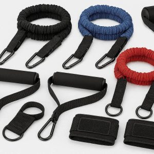 16 Fabric Resistance Tube Bands Heavy Duty Workout Bands Padded Handles Ankle Straps Door Anchor Set For Strength Training