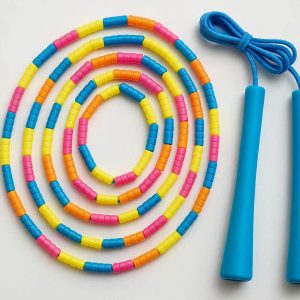 6 Kids Jump Rope Colorful Segmented Beaded Skipping Rope Soft Plastic Beads Adjustable Length For School Children Sports